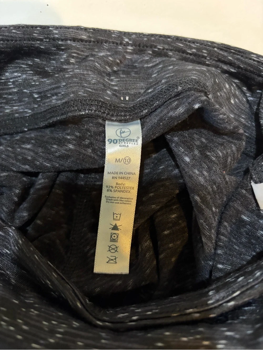 90 Degree by Reflex Girls Size 10 Black Gray Space Dye Leggings Athletic